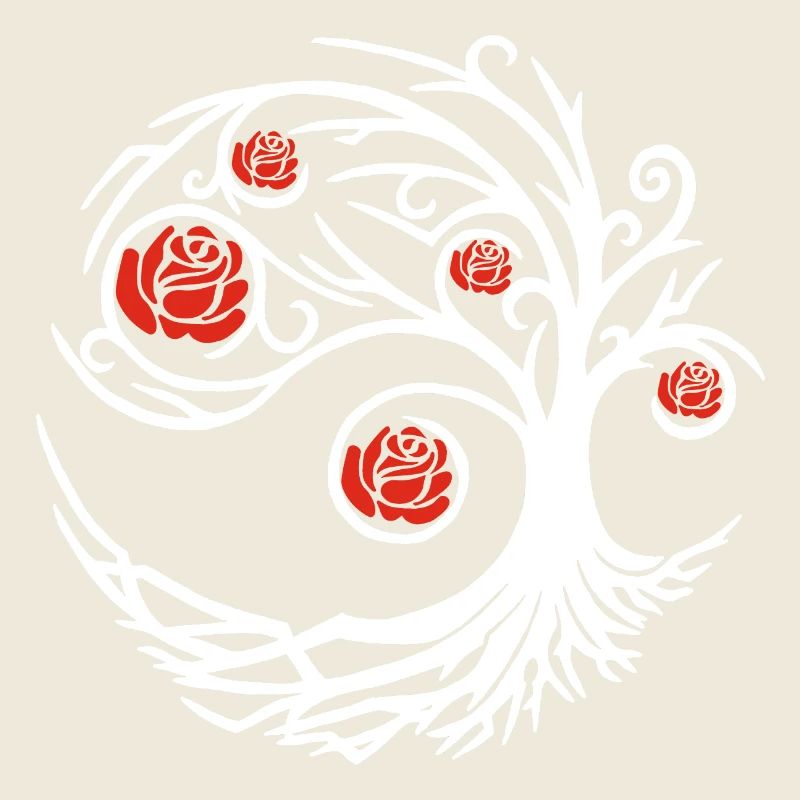 Arbre stylisé blanc et roses rouges