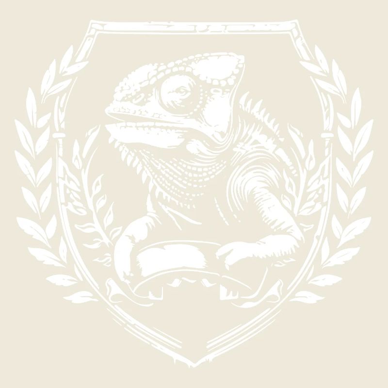 Chamäleon Wappen mit Lorbeerkranz
