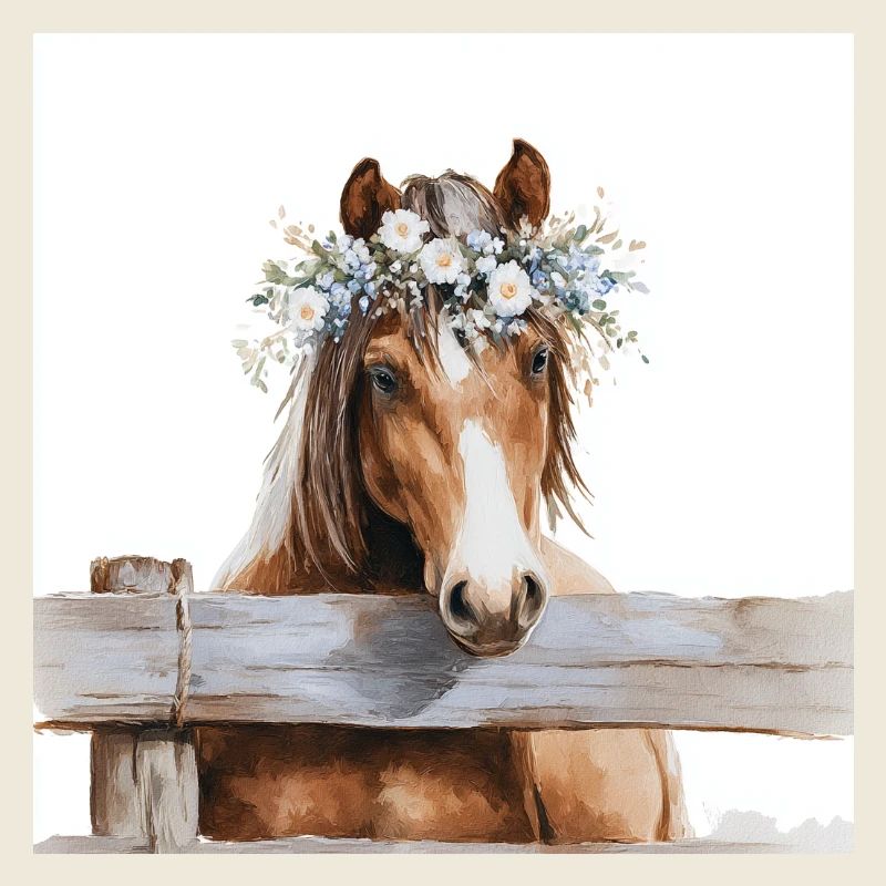 Cheval à couronne florale