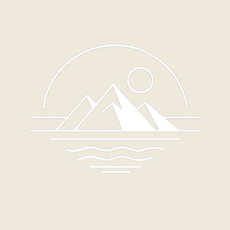 Minimalistische Berge mit Sonne auf Wasser
