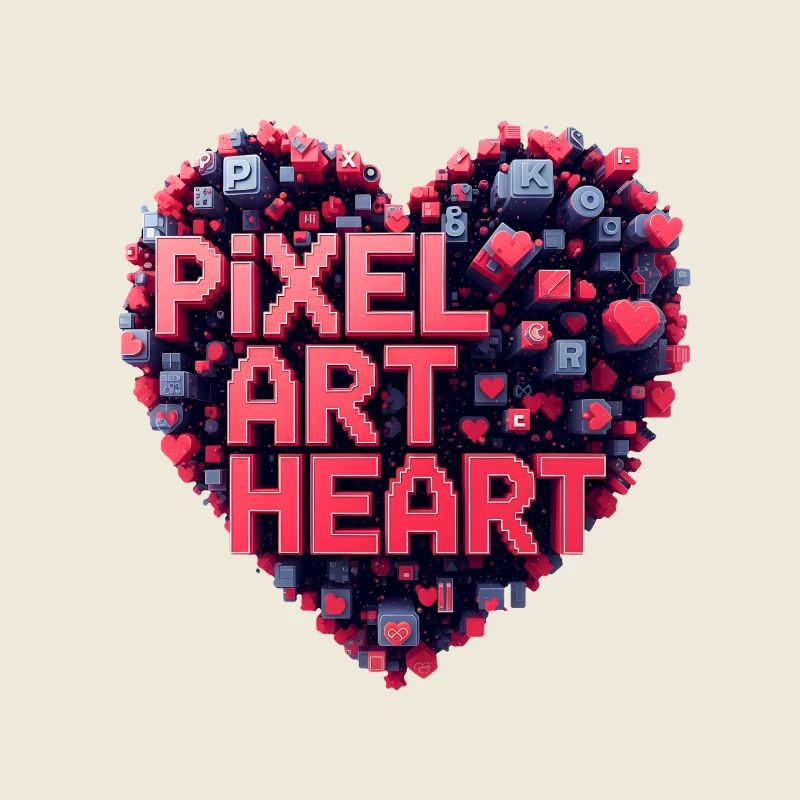 Pixel Art Heart Collage