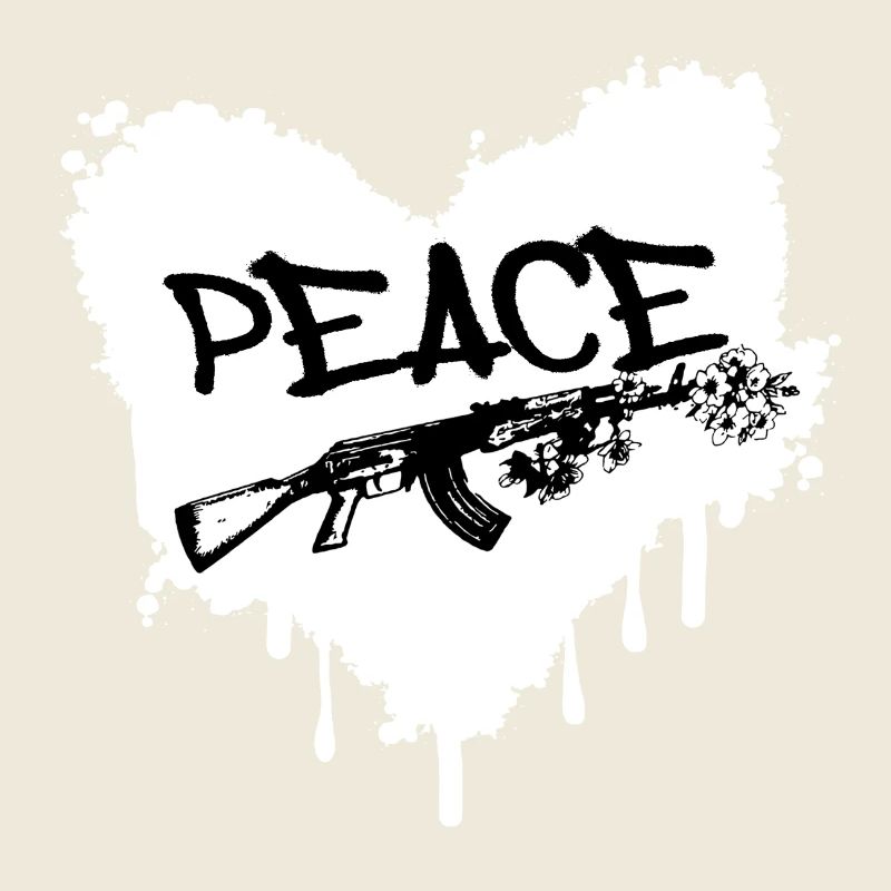 Frieden Gewehr Blüten Graffiti