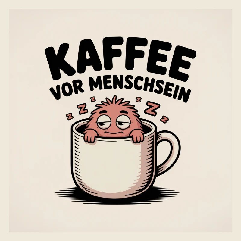 Kaffee vor Menschsein Cartoon