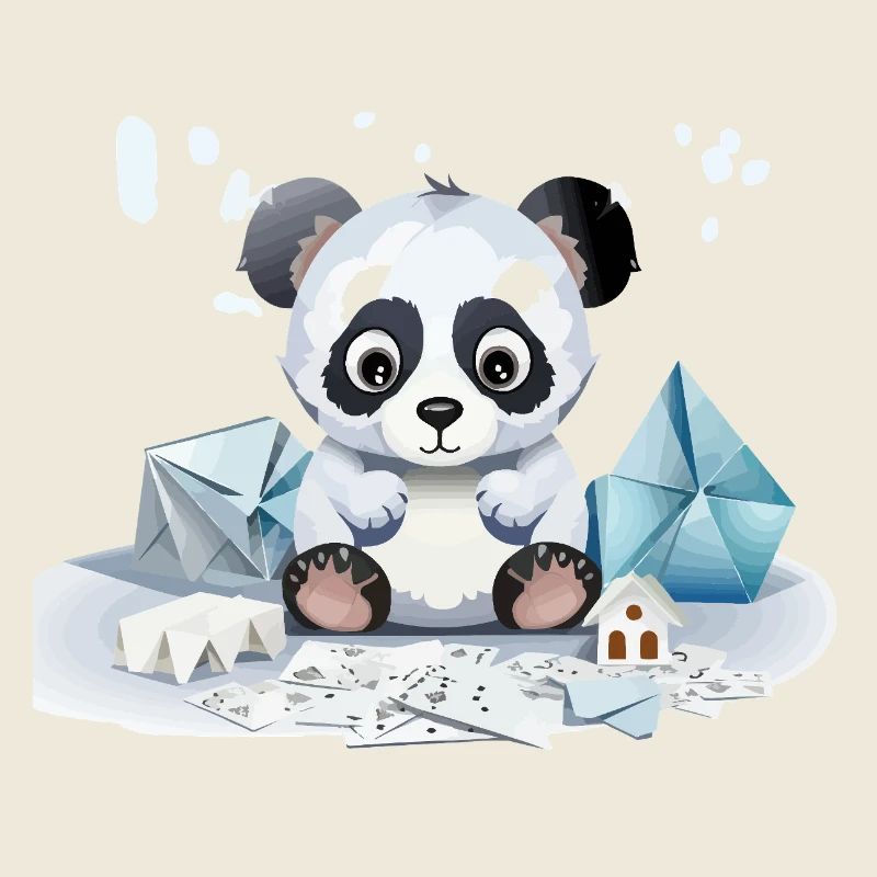 Panda câlin dans le trésor de glace