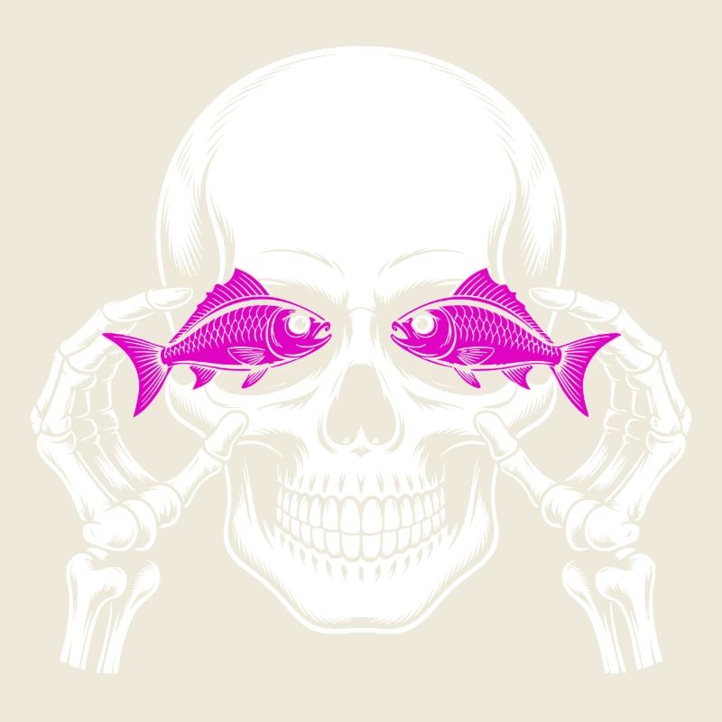 Skull and crossbones with fish