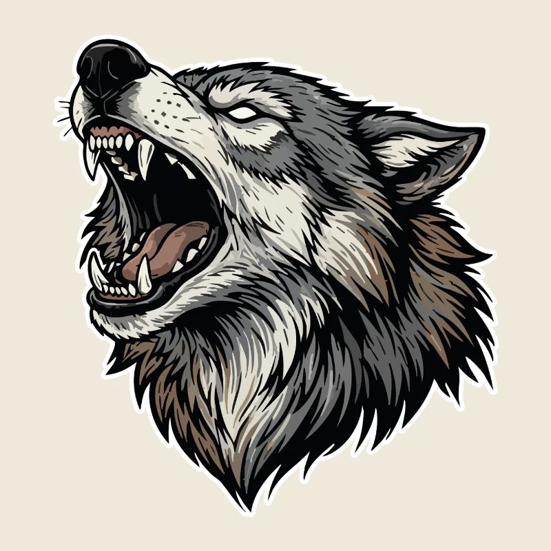 Loup Sauvage Hurlant Mascotte Alpha Wolf