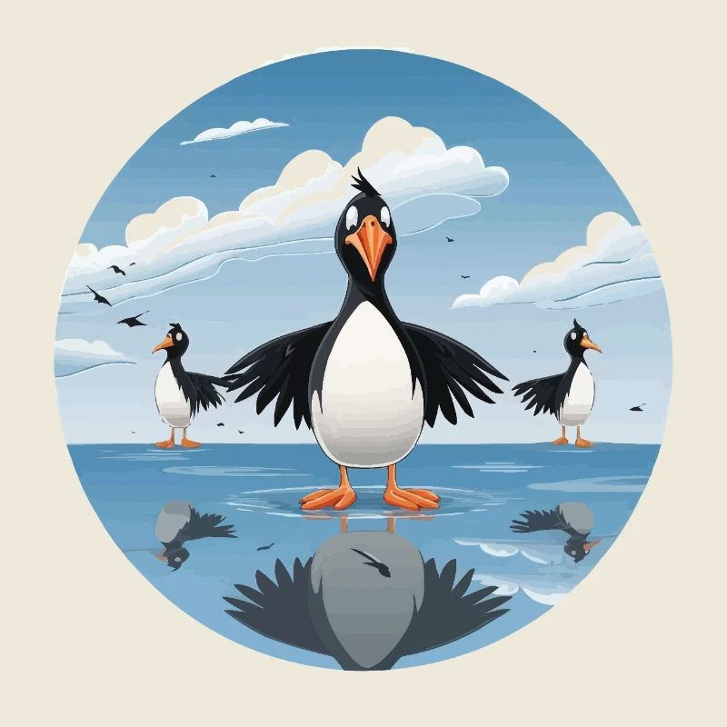 Pinguinenschar am Eissee