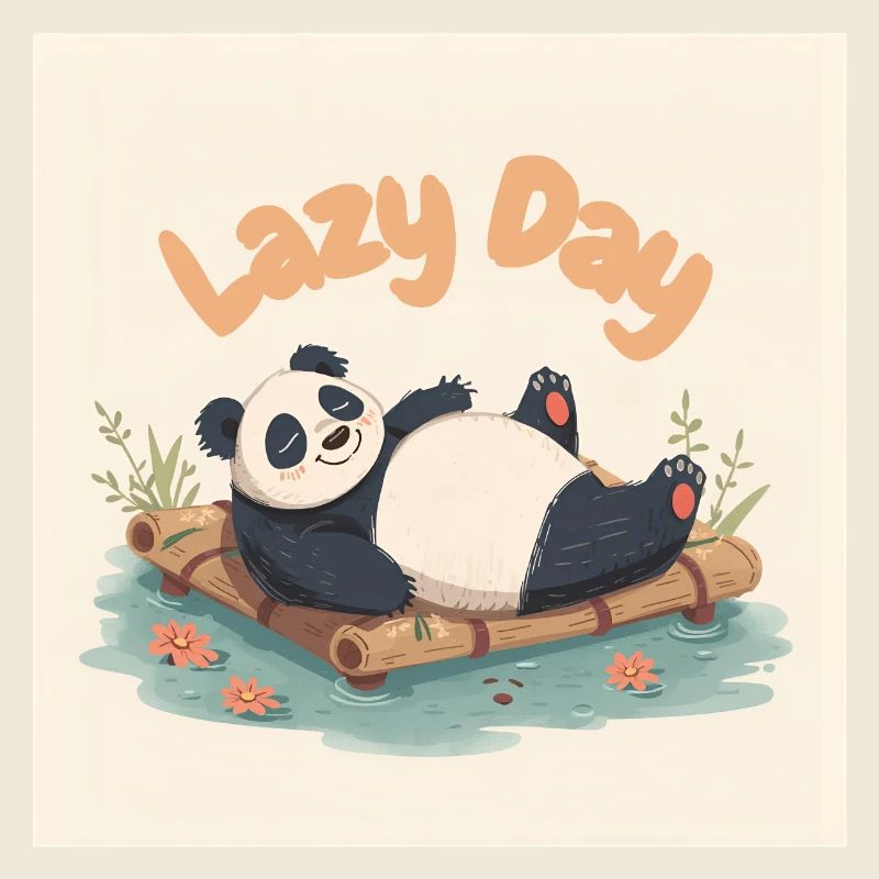 Panda napping on raft