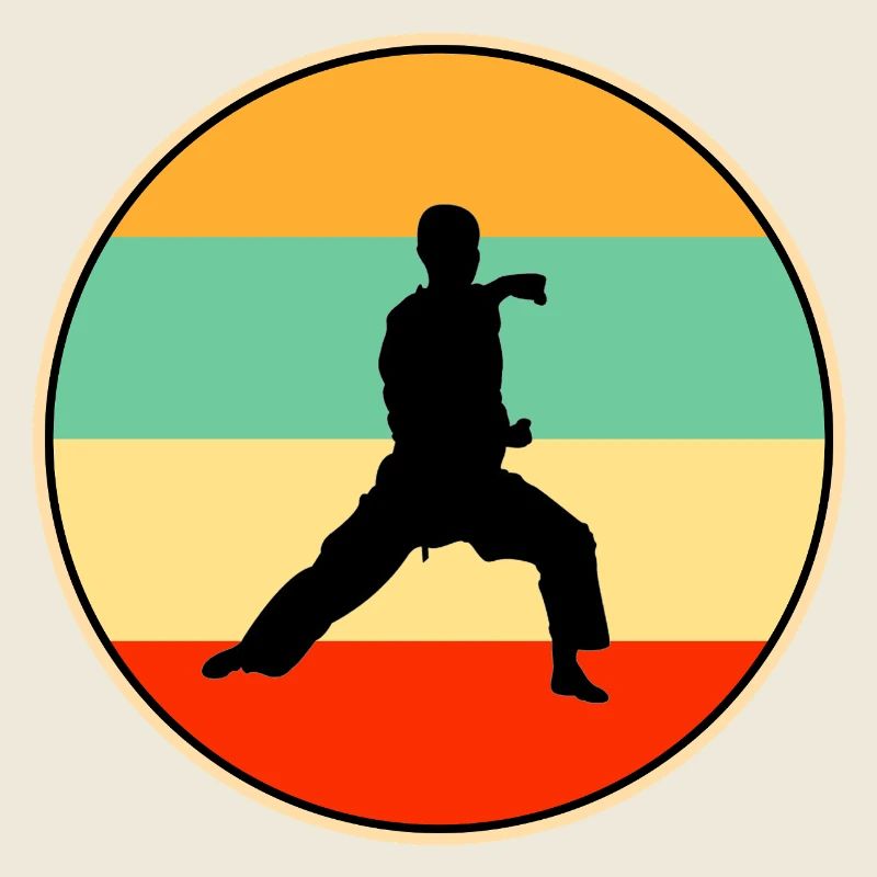 Retro Karate Silhouette Martial Arts Sunset