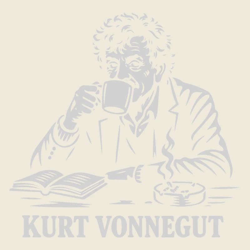 Kurt Vonnegut drinking coffee