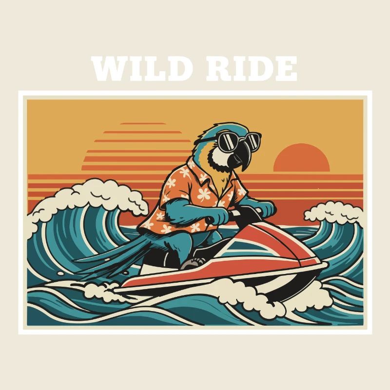 Perroquet Jet Ski Rétro "Wild Ride"