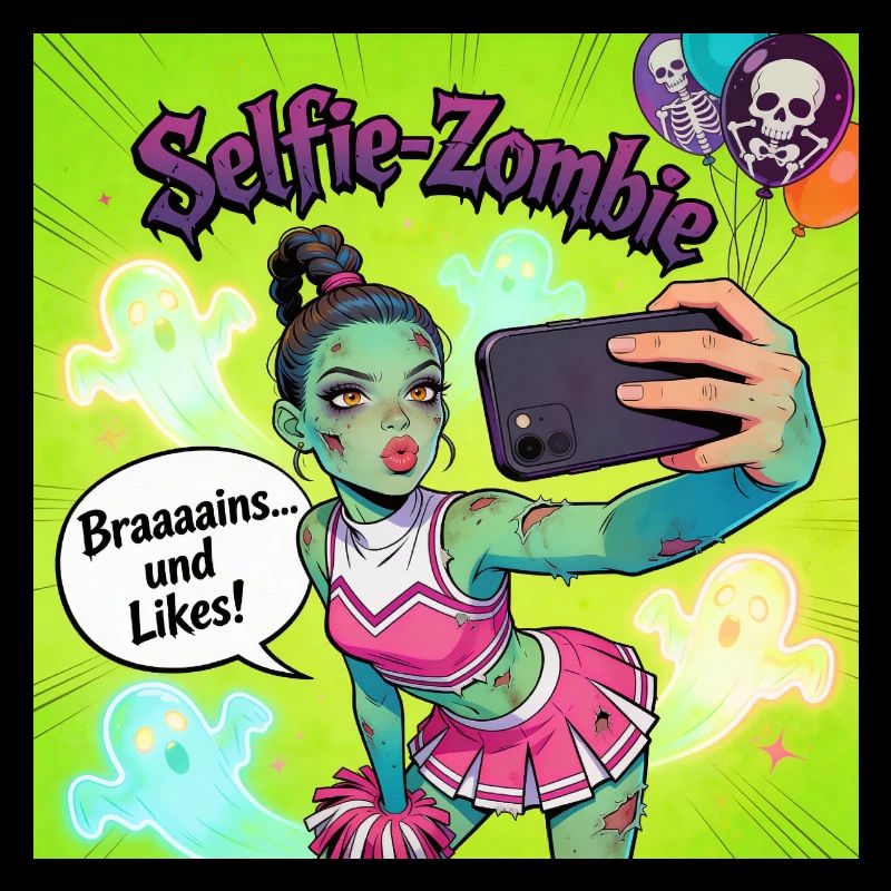 Selfie Zombie Neon Cheerleader