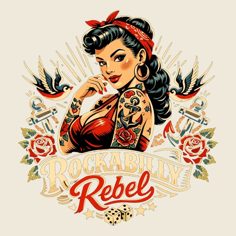 Rockabilly Rebel: Pin-Up mit Old School Tattoo