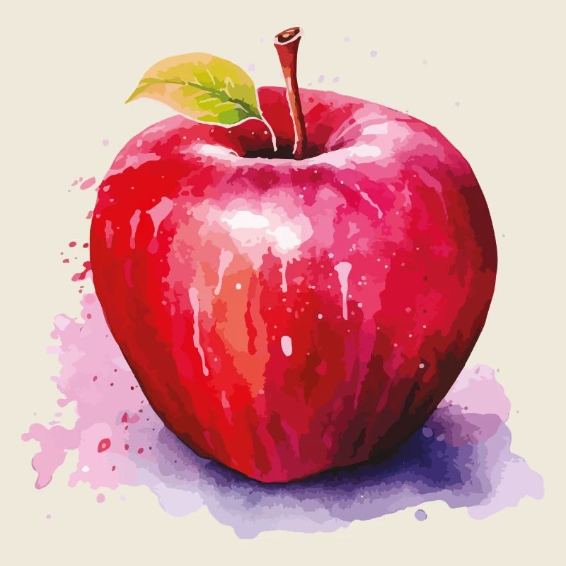 Aquarell Apfel im Farbspritzer