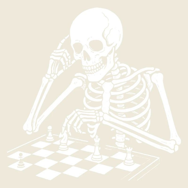 Skelett spielt Schach