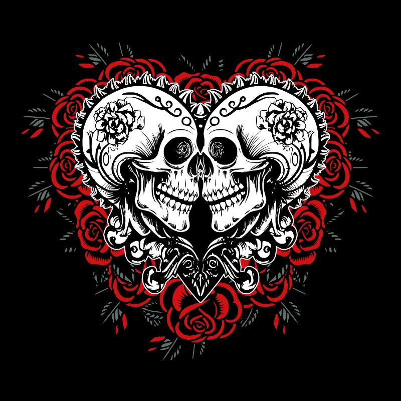 Gothic Totenköpfe in Herzform - Valentinstag