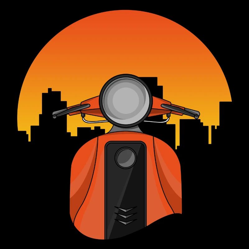 Moped mit Häuser