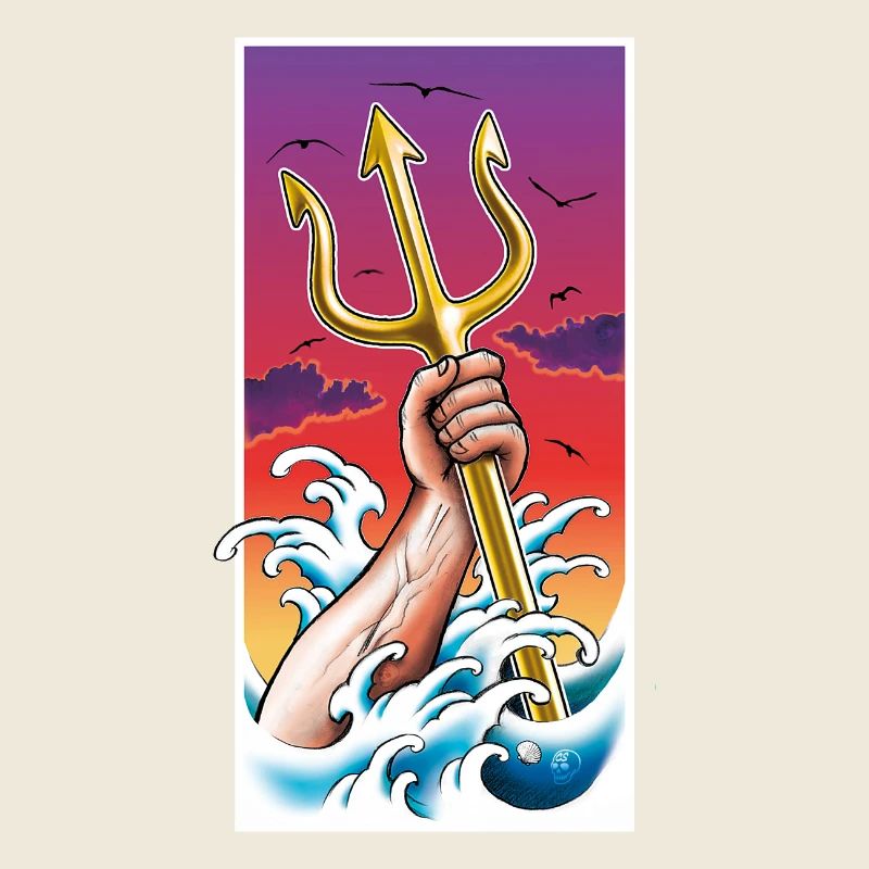 Poséidon Dieu de la mer sous l’eau avec Trident à la main