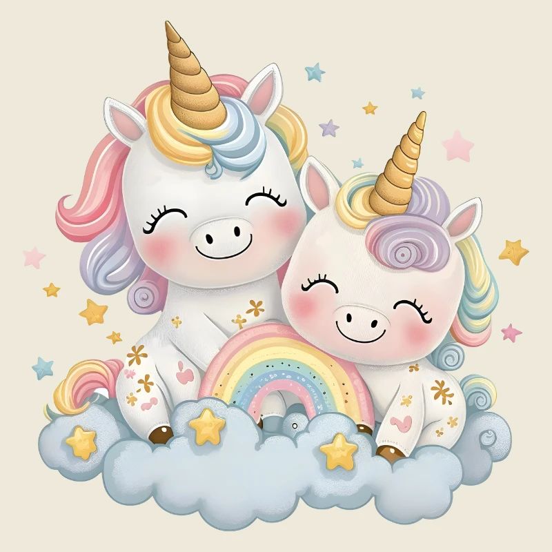 Einhorn zwei Einhörner Einhornshirt Regenbogen