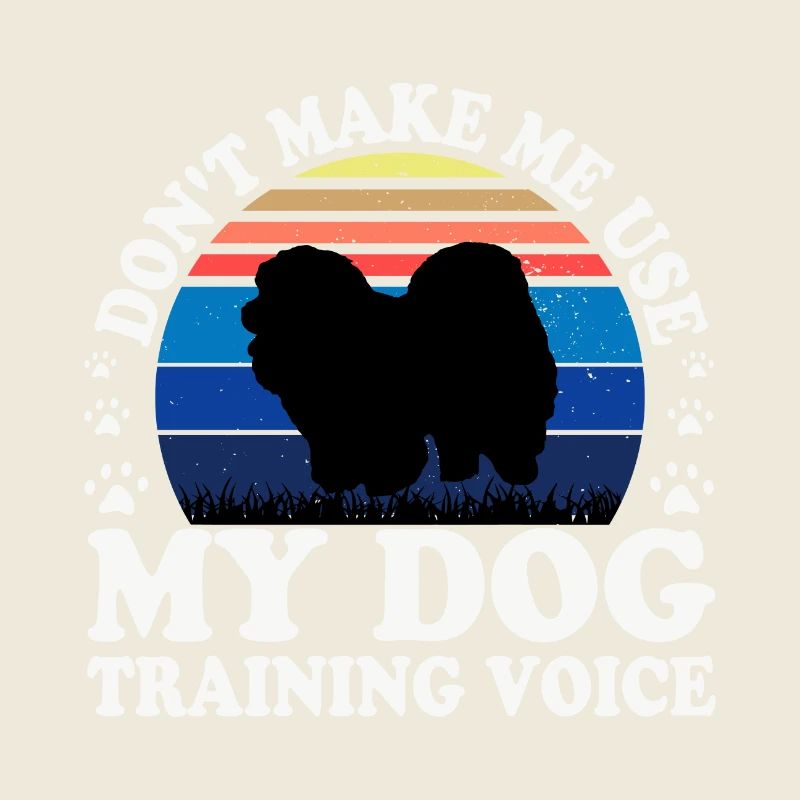 Chow Chow Dog Lover Silhouette Vintage Sunset