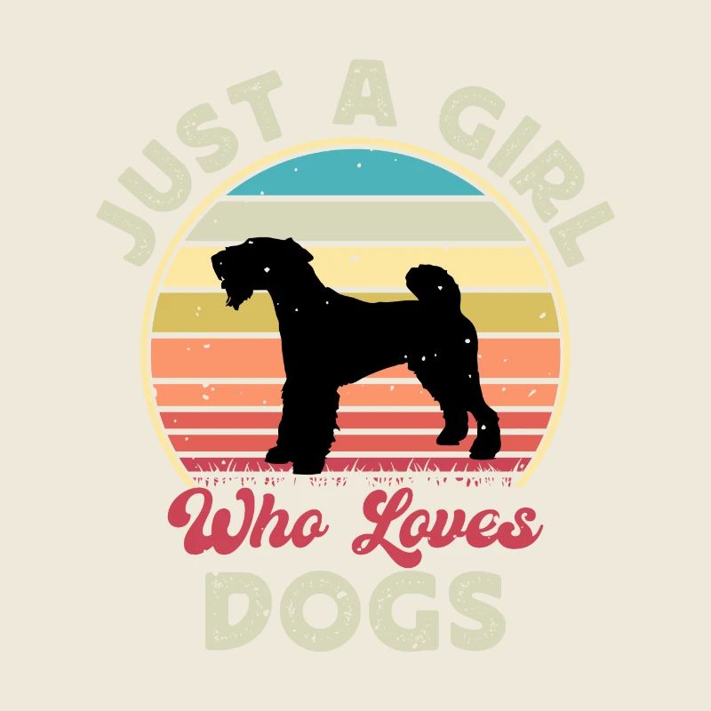 Airedale Terrier Dog Lover Silhouette Retro Sunset