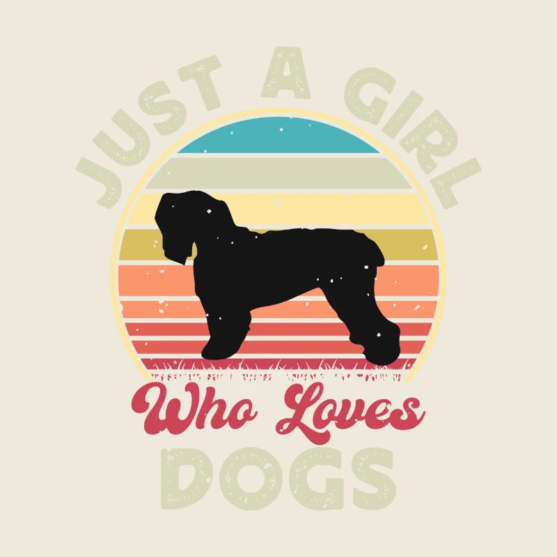 Black Russian Terrier Dog Silhouette Retro Sunset
