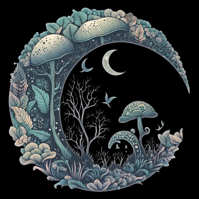 Crescent Moon Aesthetic Mushroom Cottagecore