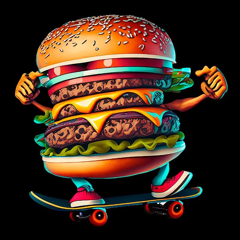 Cheeseburger Skateboard Skater