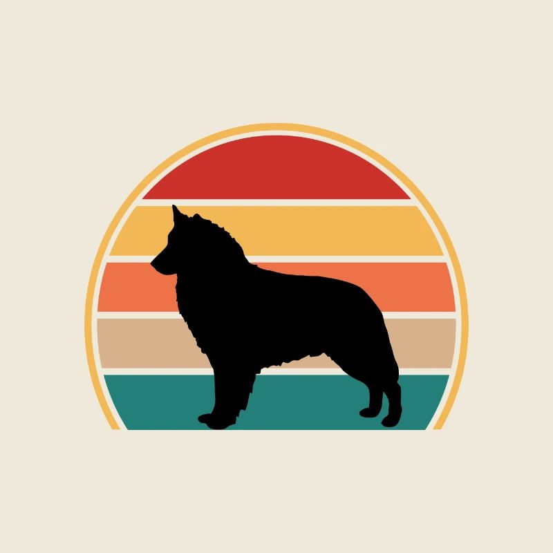 Bohemian Shepherd Dog Love Silhouette Retro Sunset