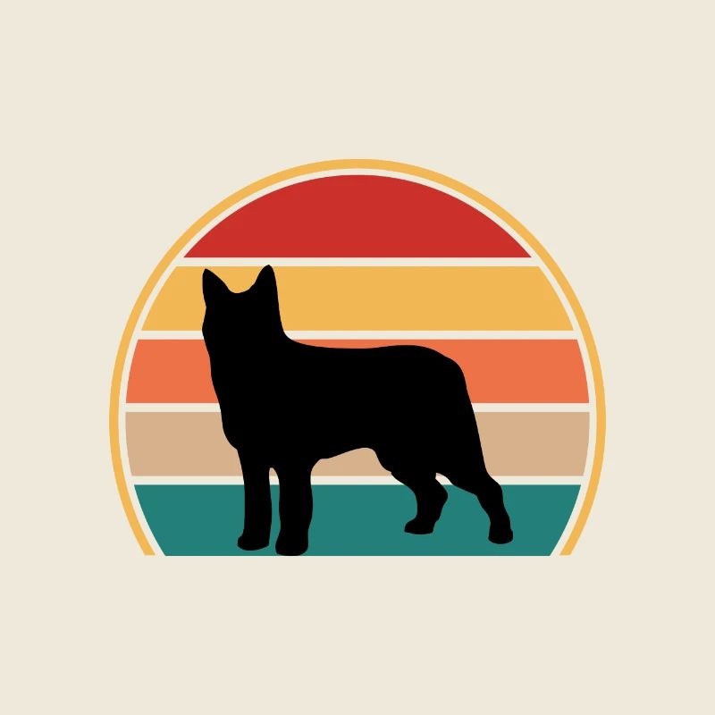 Bouvier Des Ardennes Dog Silhouette Retro Sunset