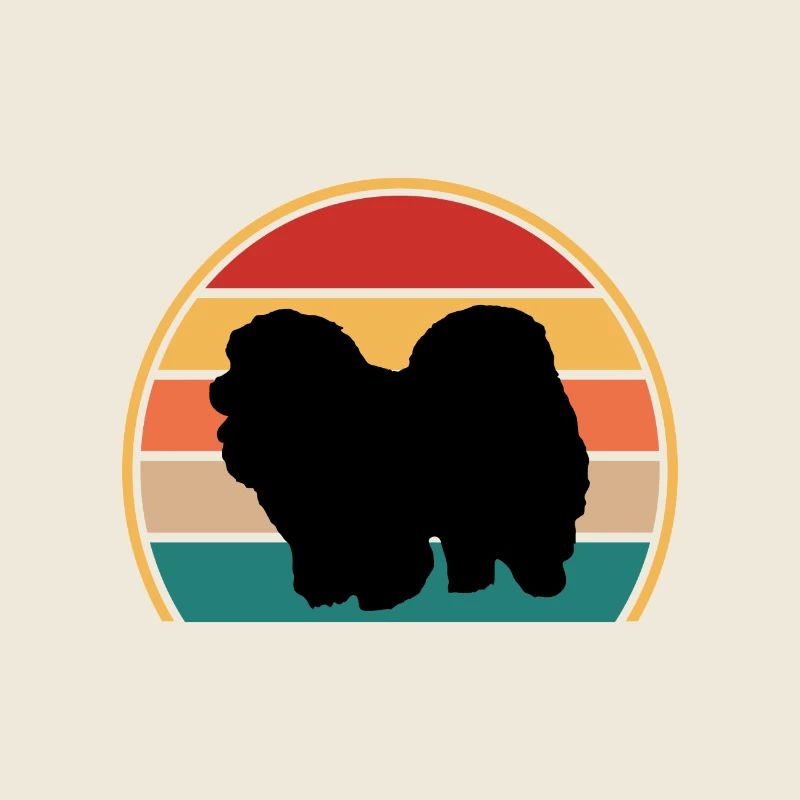Chow Chow Dog Lover Silhouette Vintage Sunset