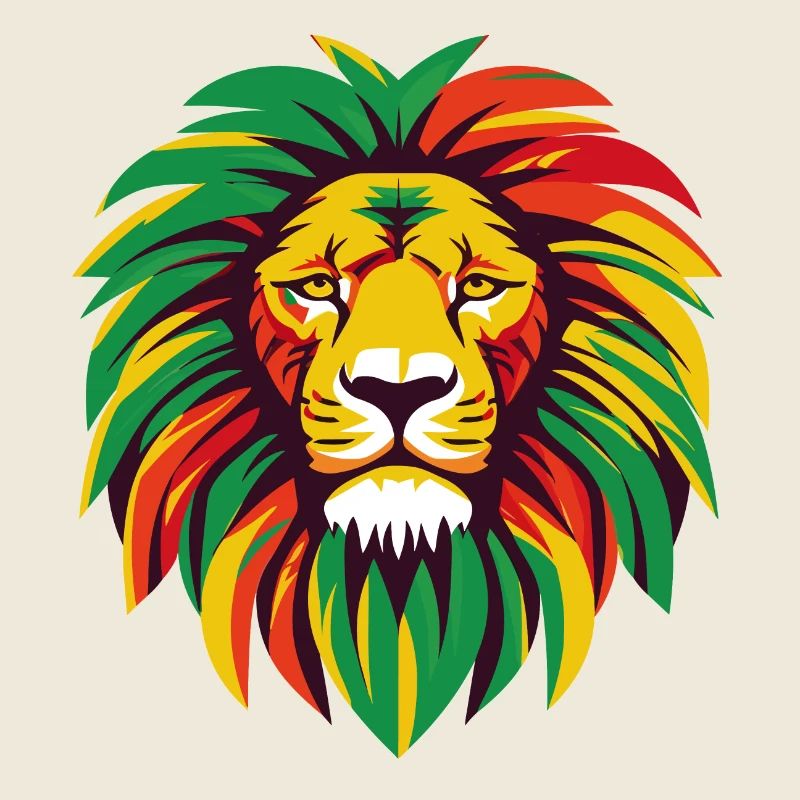 Un lion avec des couleurs rasta