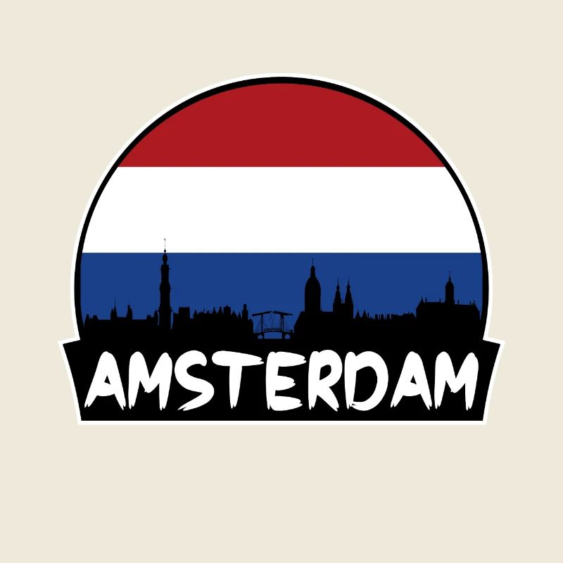 Amsterdam Pays-Bas Flag Skyline Silhouette