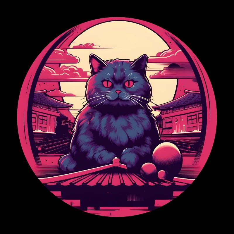 Synthwave japan Cat