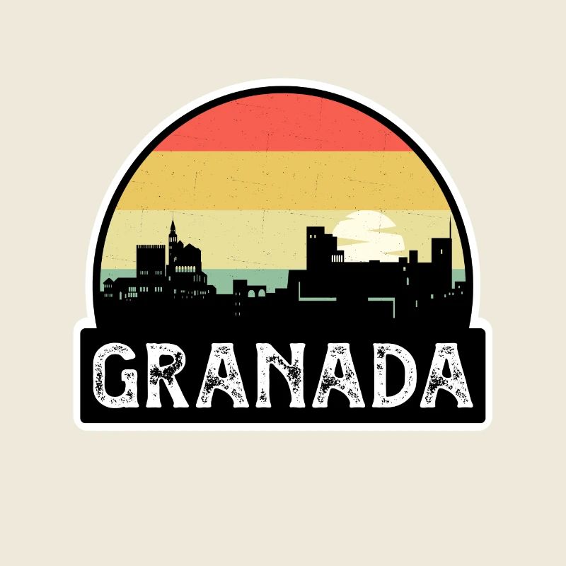 Granada Spain Flag Skyline Travel Souvenir