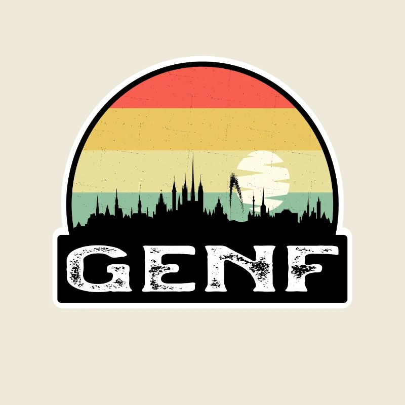 Genf Schweiz Flagge Skyline Reisesouvenir