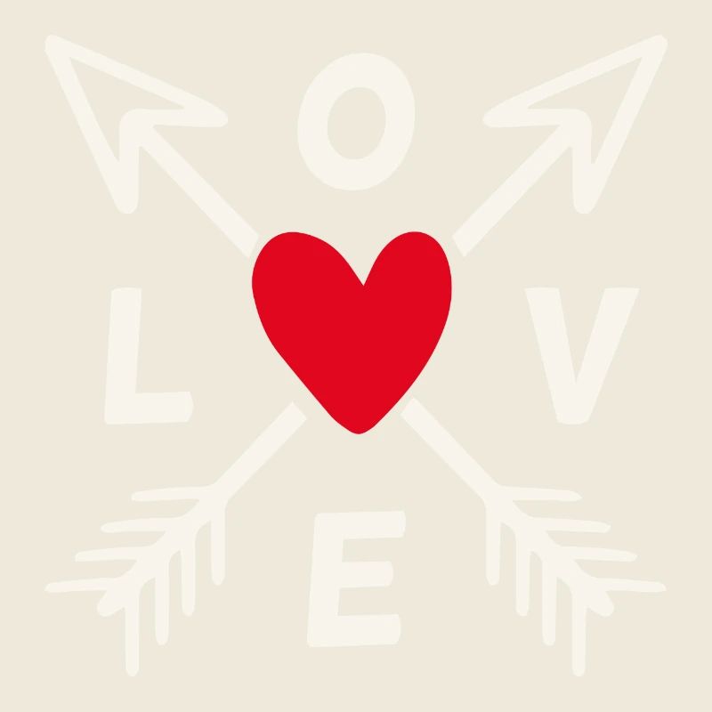 Love with arrows and red heart