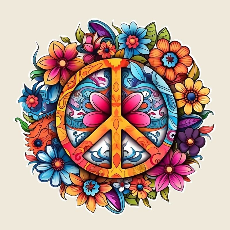 Peace Love Mandala 60s Autocollant