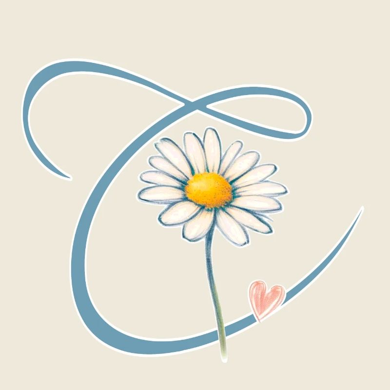 Buchstabe C Gänseblümchen Herz