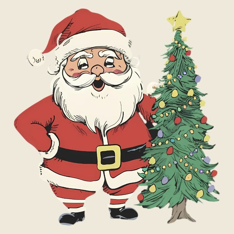 Santa with Christmas Tree: Festive Magic