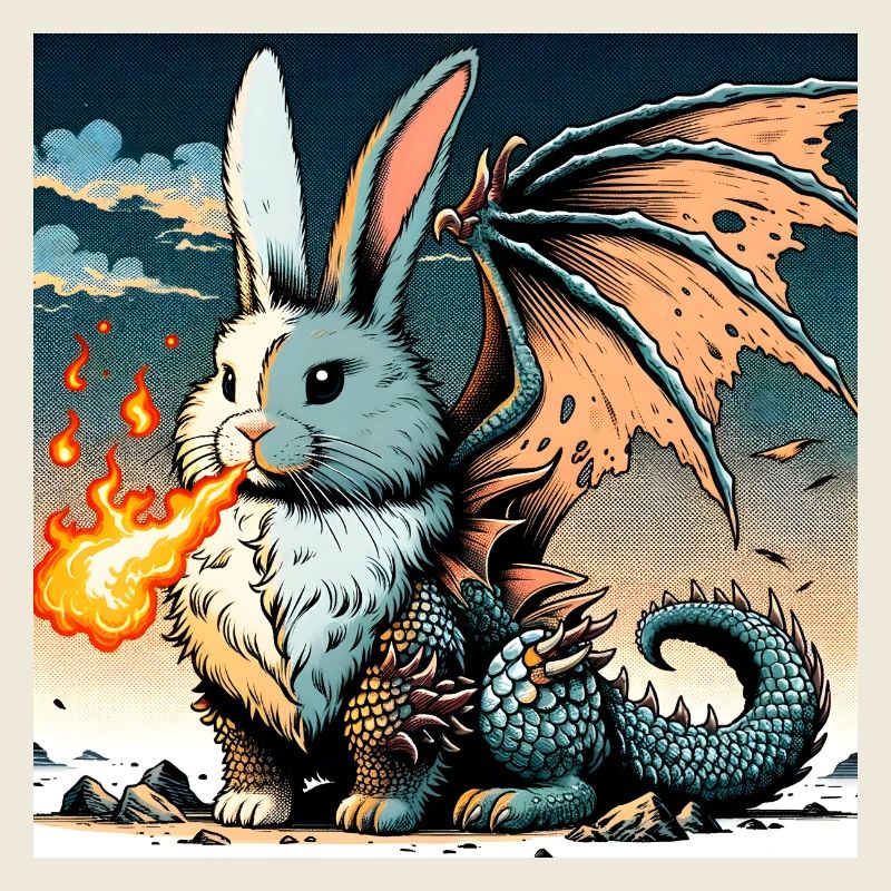 Feuerspeiender Hase Drache #01