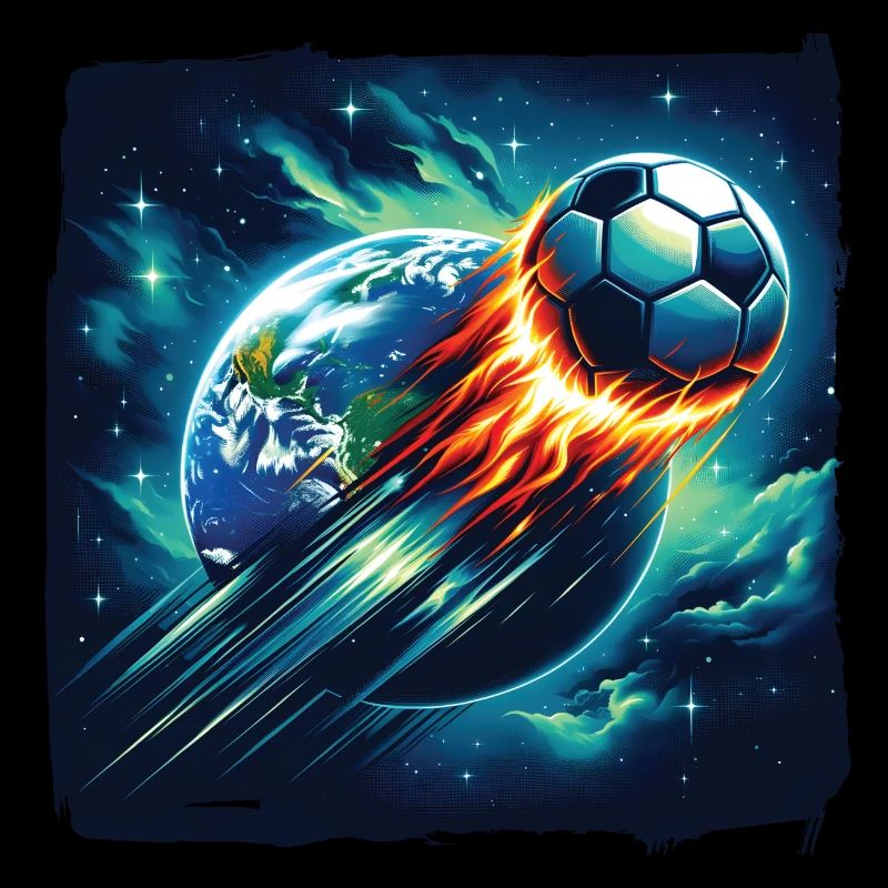 Le football à boule de feu tire dans l’espace
