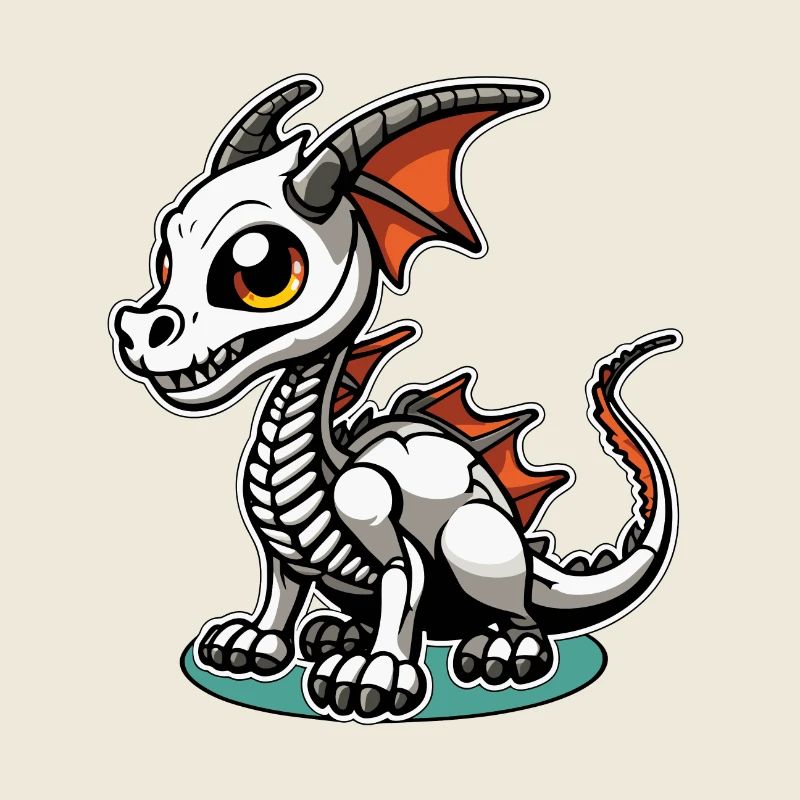 Illustration de squelette de dragon mignon