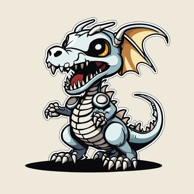 Cute Dragon Skeleton Illustration