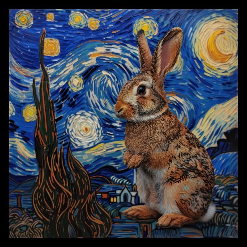 Hare, Rabbit, Van Gogh, Starry Night