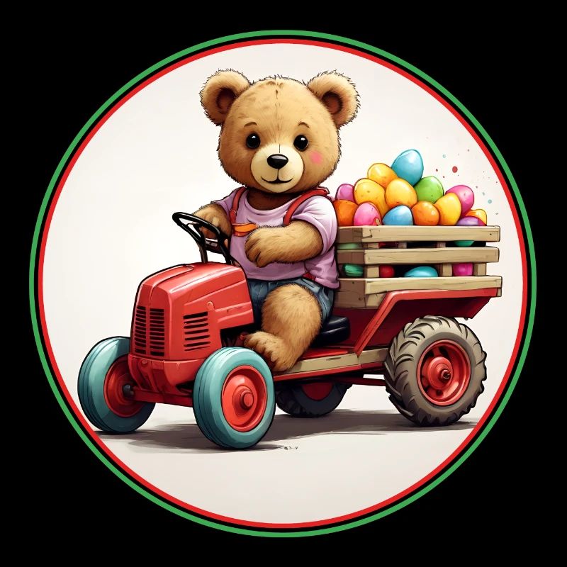funny easter teddy bear brings eggs in easter mobile