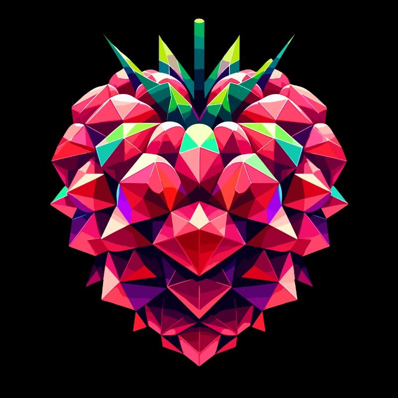 Geometric Raspberry: Vivid Low-Poly Artwork