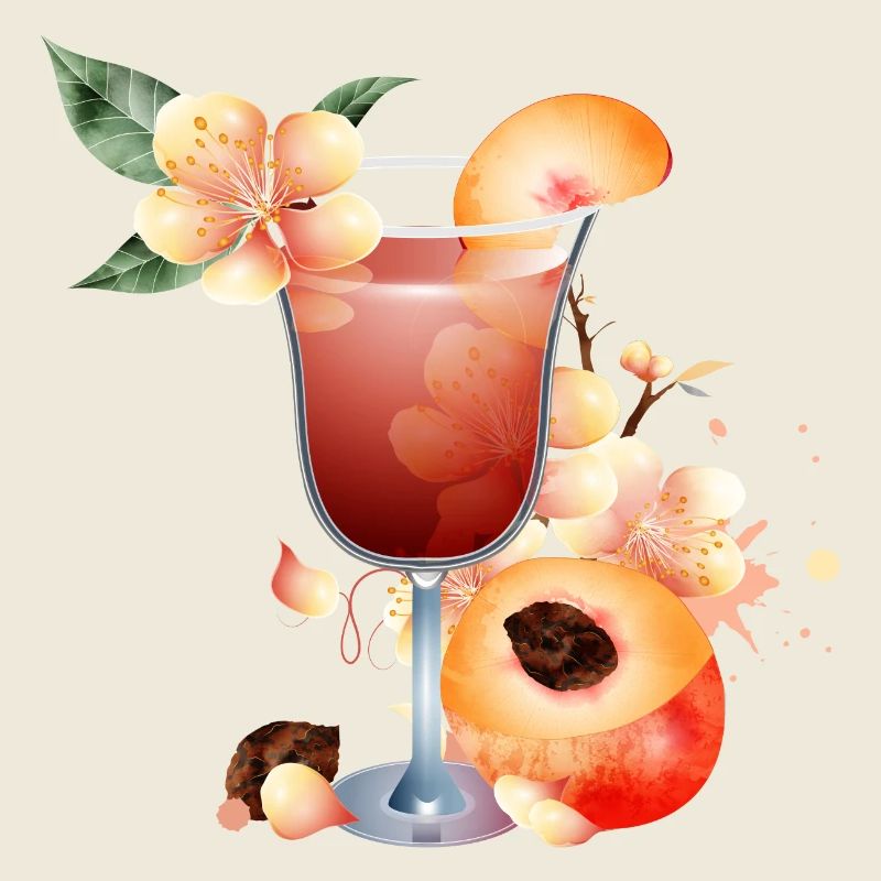 Cocktail à la moitié de pêche et aux fleurs de pêcher
