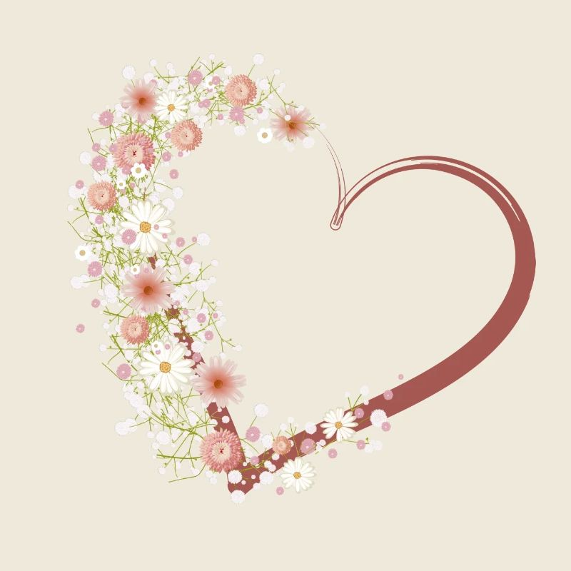 Coeur calligraphie embelli fleurs et souffle de bébé