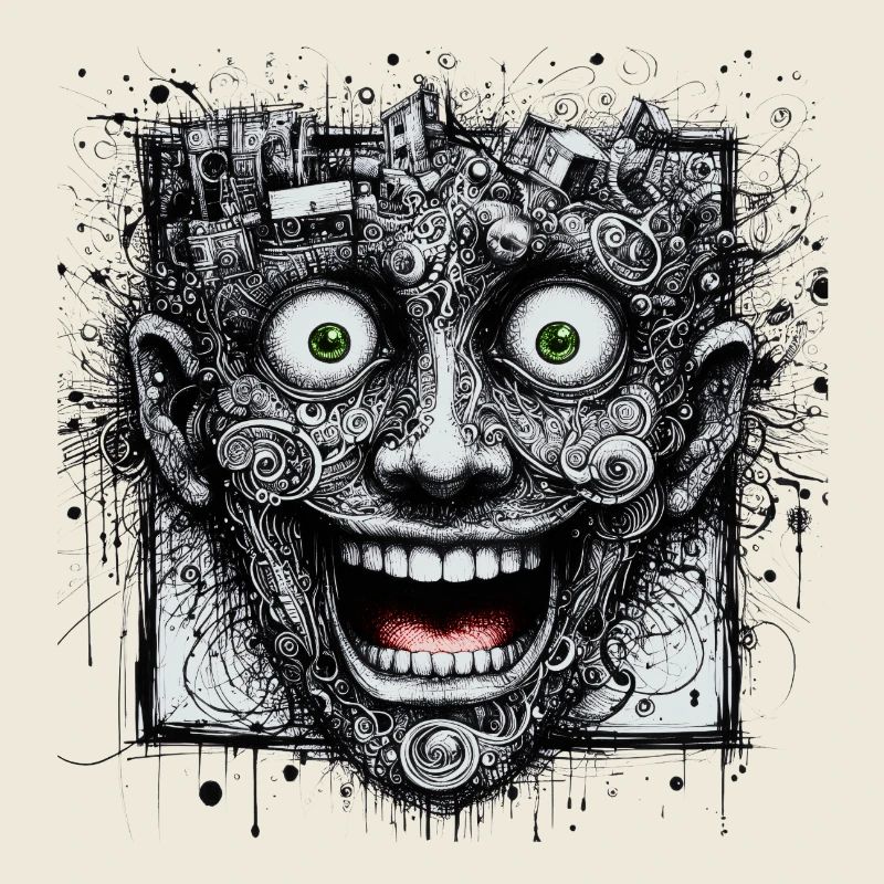 Visage carré heureux
